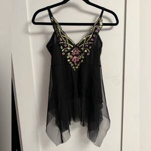 Silver Kiss Sheer Black Sequin Top